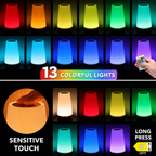 LED Table Lamp with 13 Colours – Rechargeable Night Light with Remote Control and Touch Control